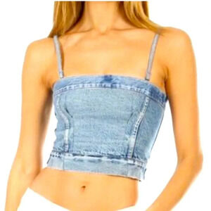 Re/Done Blue Denim Crop Top